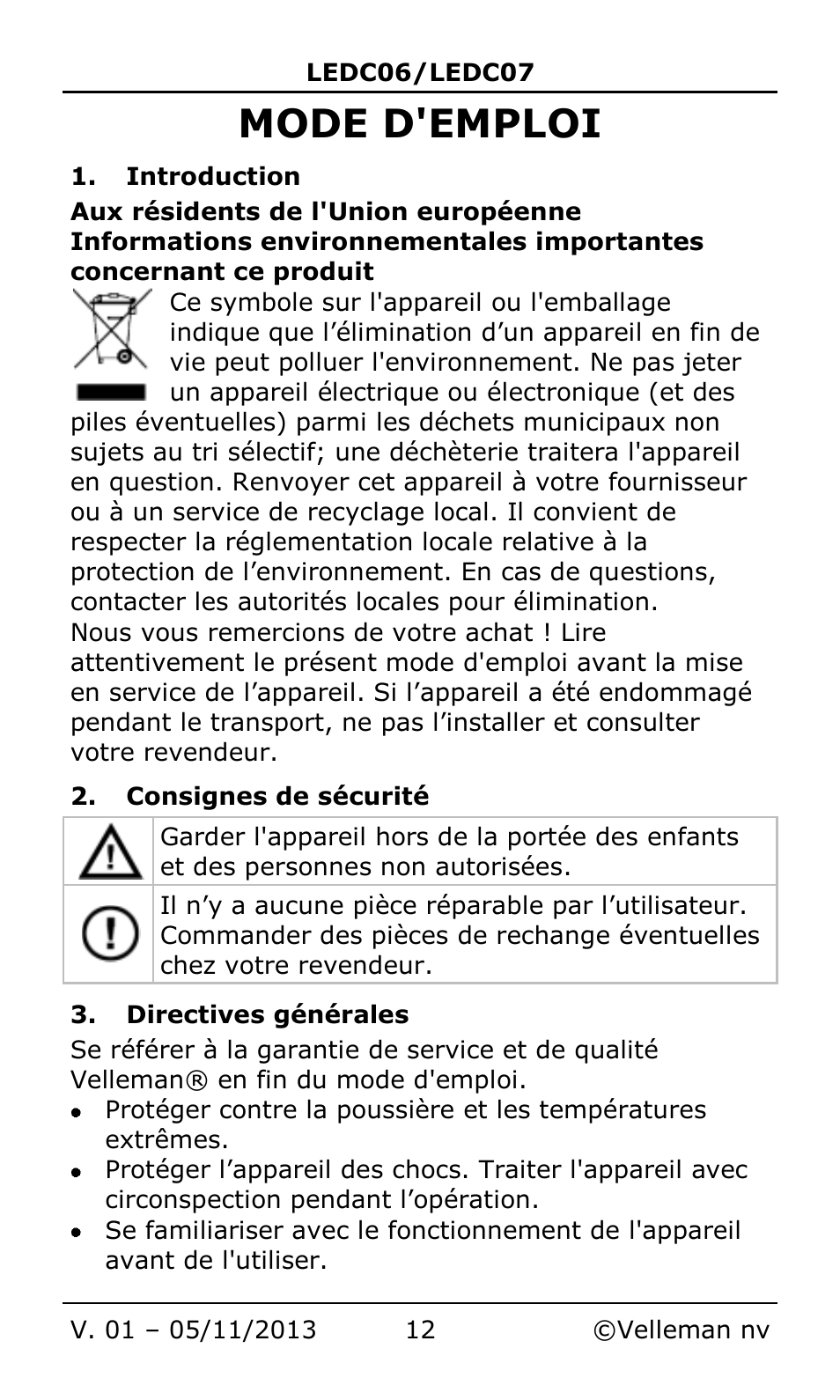 Mode d'emploi | Velleman LEDC06 User Manual | Page 12 / 31