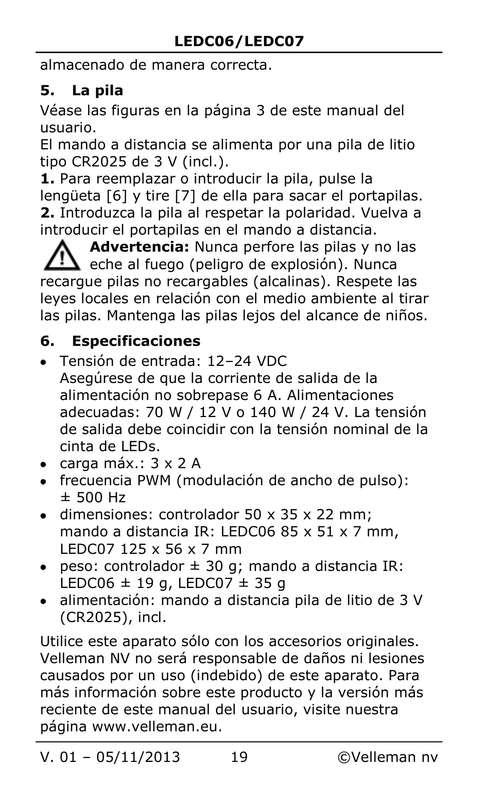 Velleman LEDC06 User Manual | Page 19 / 31