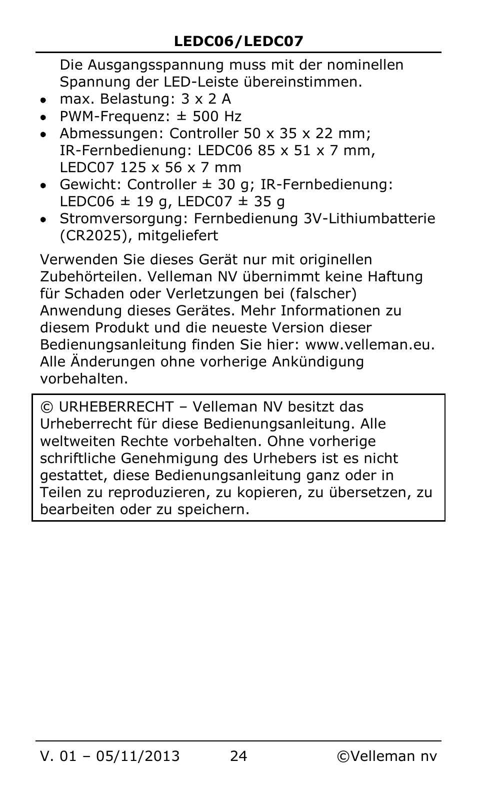 Velleman LEDC06 User Manual | Page 24 / 31