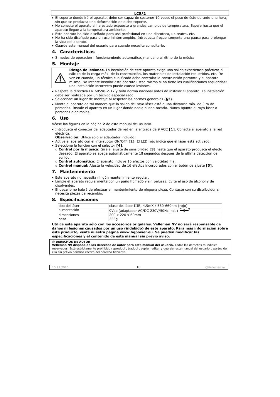 Velleman LC5_2 User Manual | Page 10 / 16