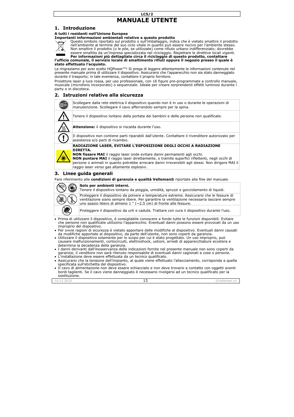Anuale, Utente | Velleman LC5_2 User Manual | Page 13 / 16