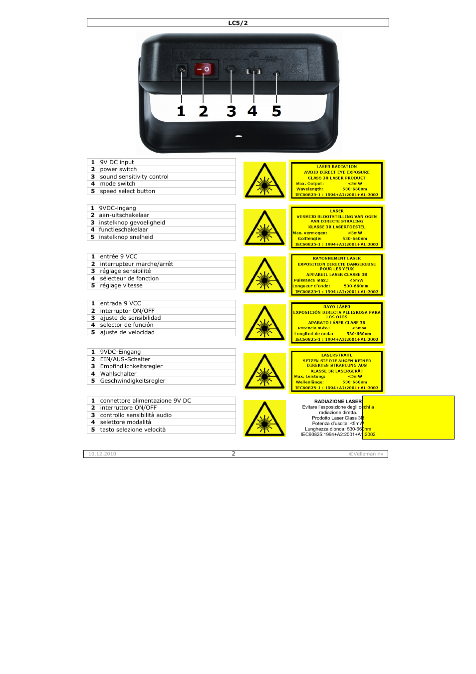 Velleman LC5_2 User Manual | Page 2 / 16