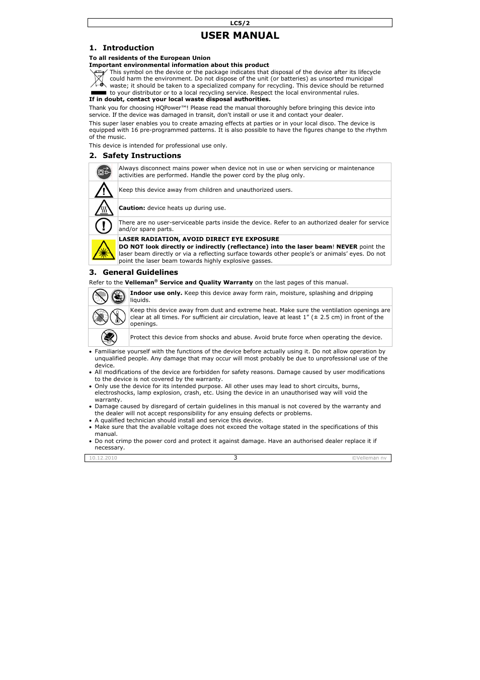 User ma, Anual | Velleman LC5_2 User Manual | Page 3 / 16