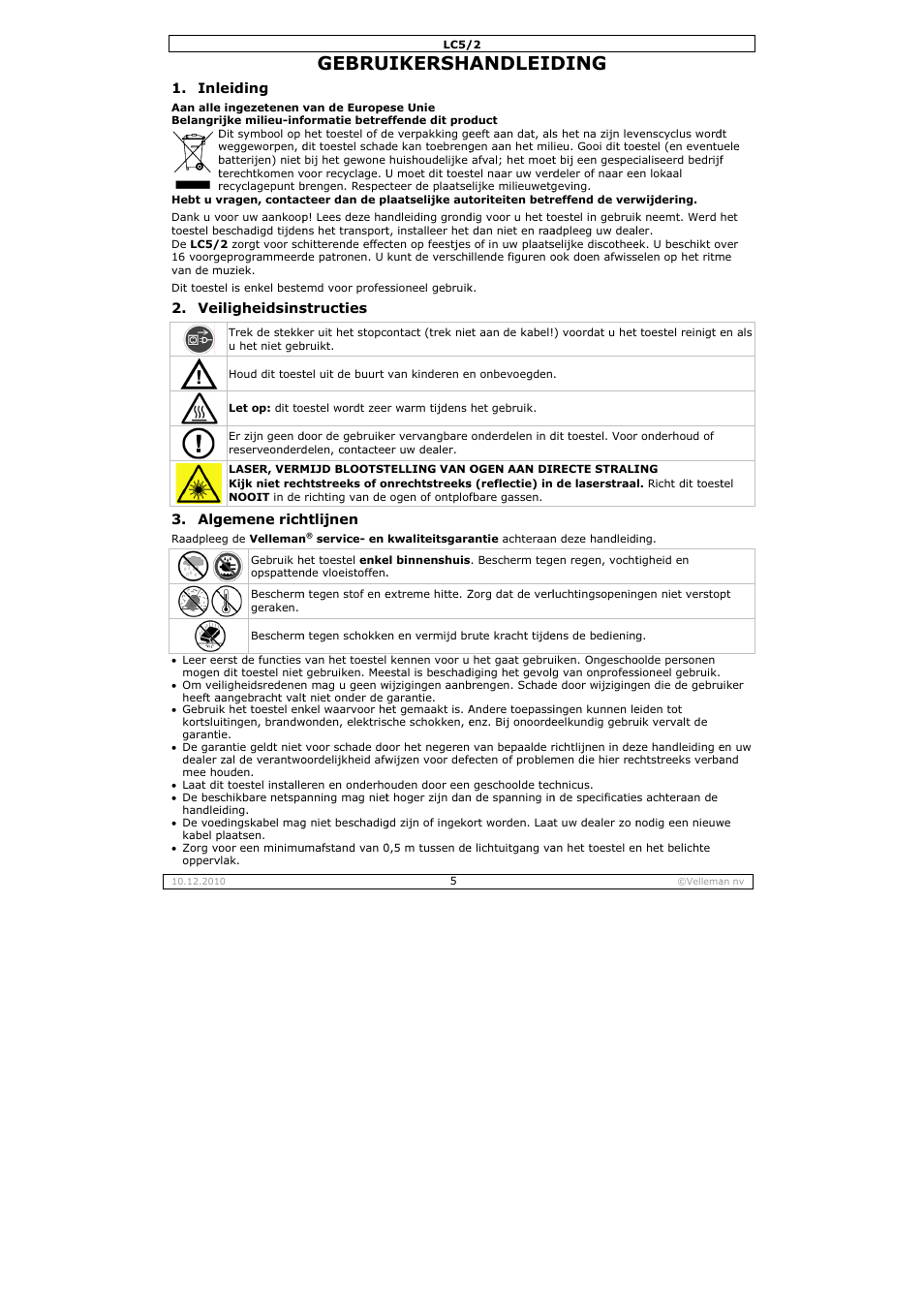 Gebru, Uikersha, Andleid | Ding | Velleman LC5_2 User Manual | Page 5 / 16
