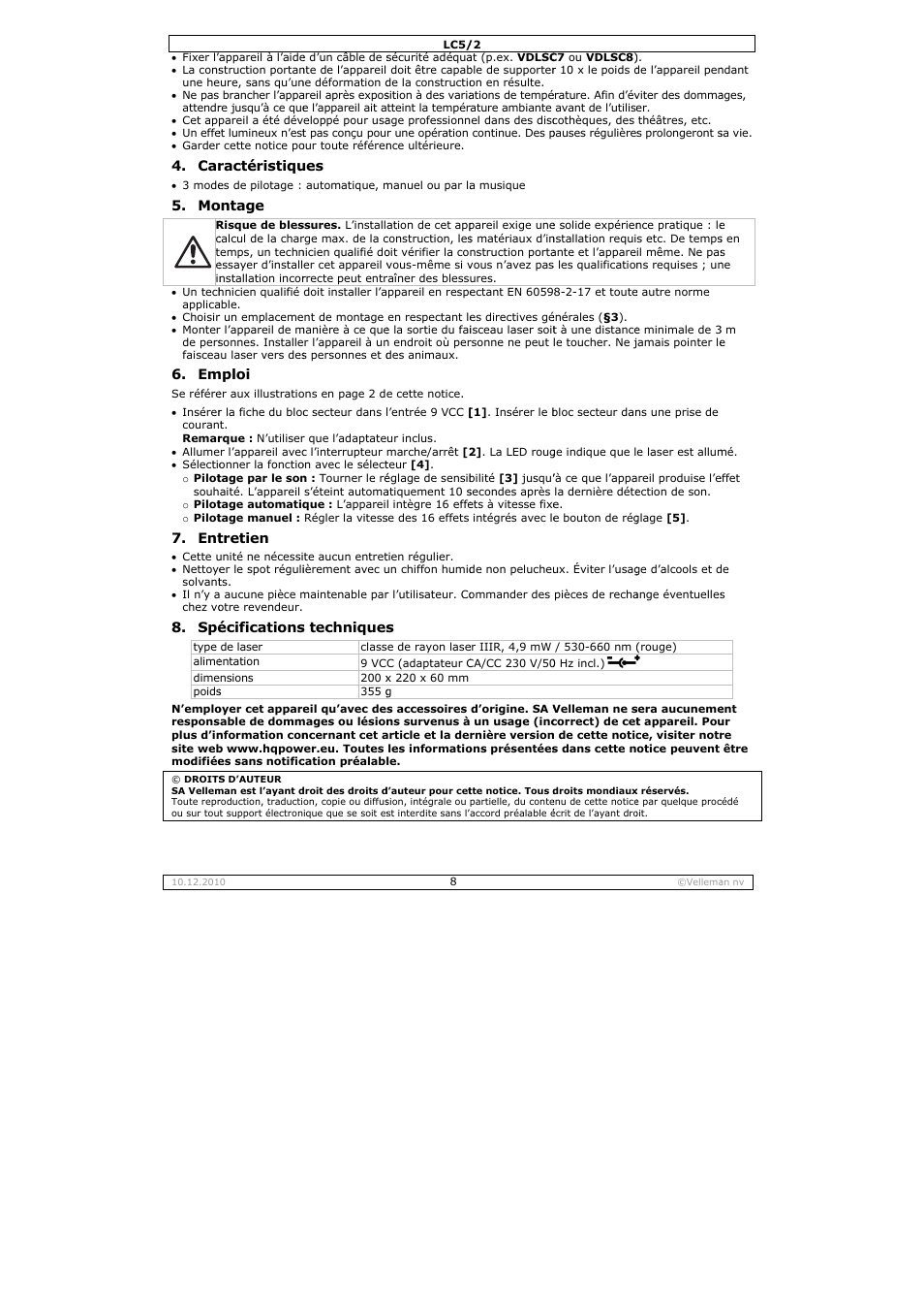 Velleman LC5_2 User Manual | Page 8 / 16