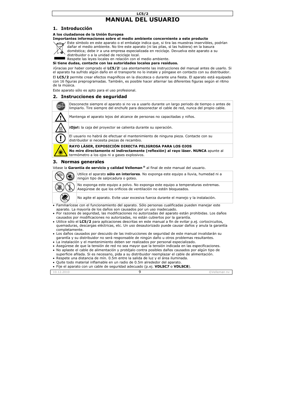 Nual del, L usuar | Velleman LC5_2 User Manual | Page 9 / 16