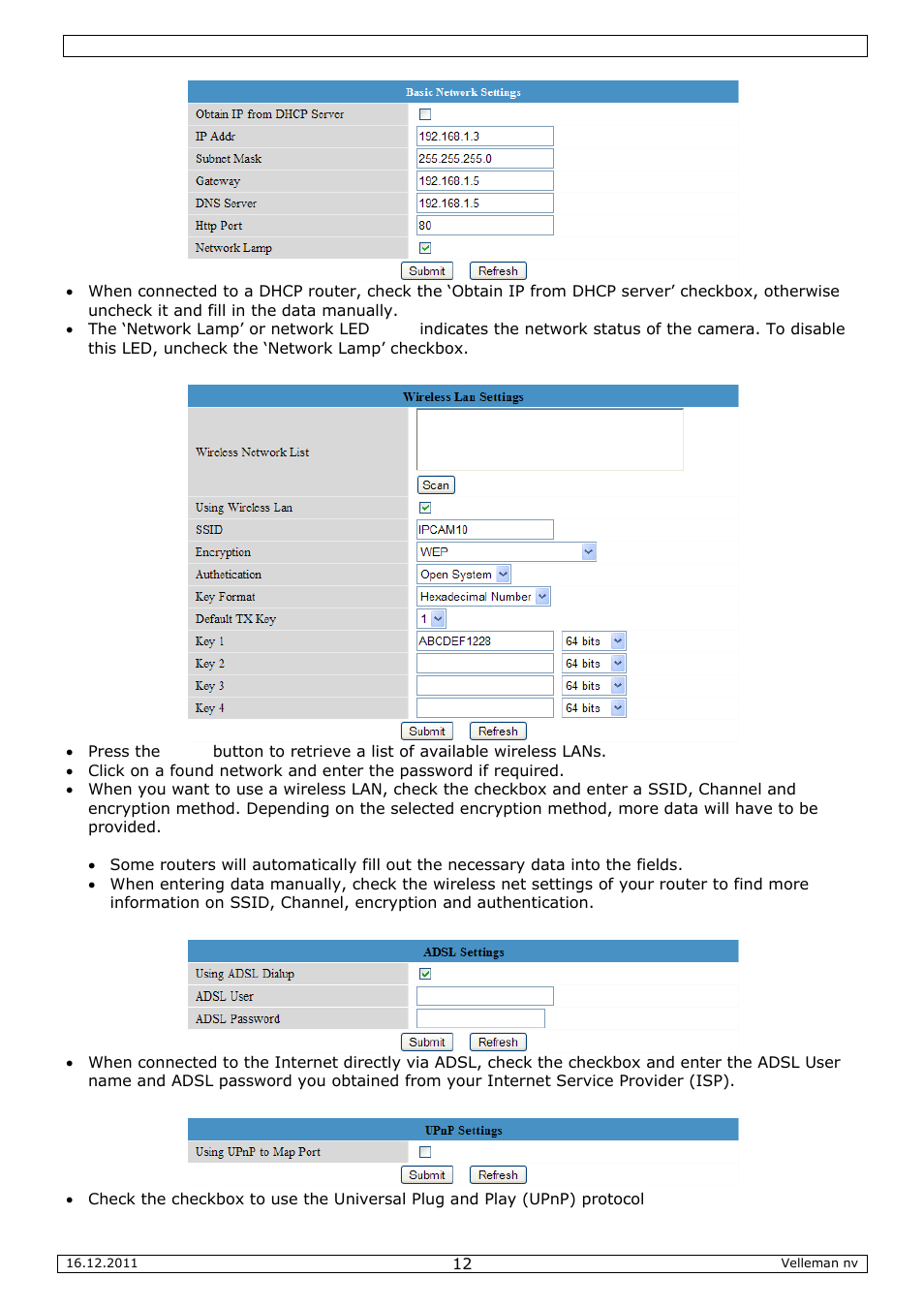 Velleman CAMIP10 User Manual | Page 12 / 102