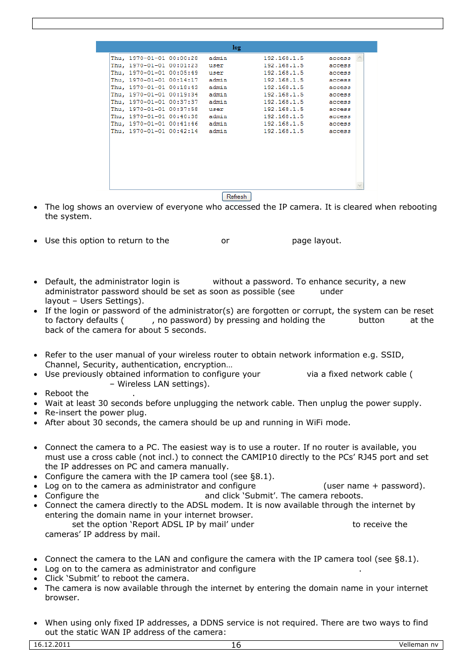 Velleman CAMIP10 User Manual | Page 16 / 102