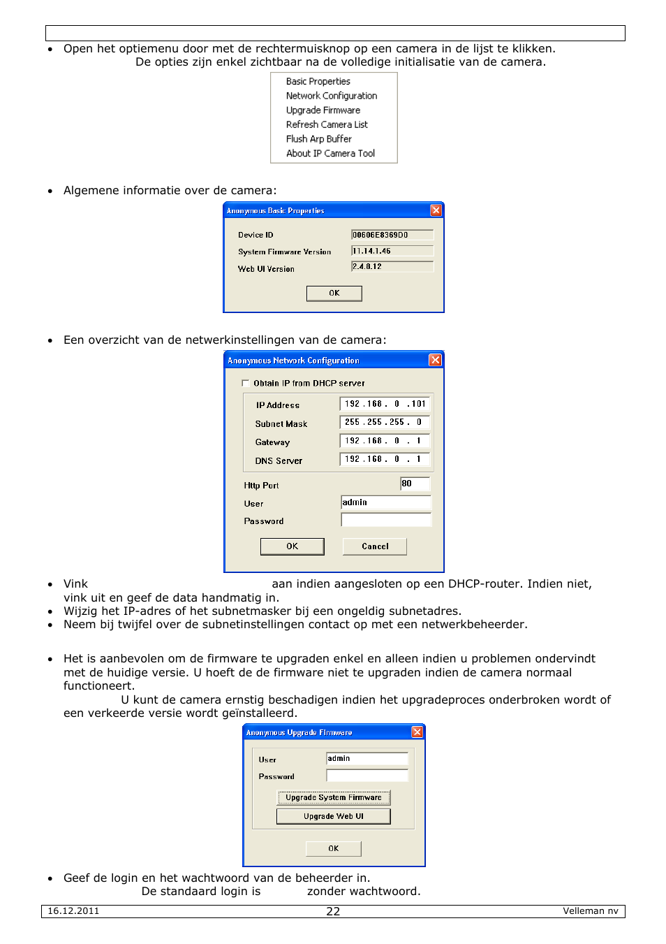 Velleman CAMIP10 User Manual | Page 22 / 102