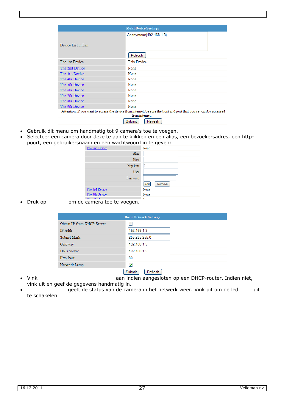 Velleman CAMIP10 User Manual | Page 27 / 102