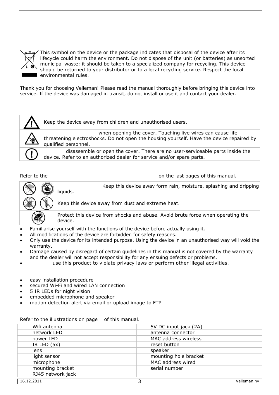 User manual, Er man | Velleman CAMIP10 User Manual | Page 3 / 102