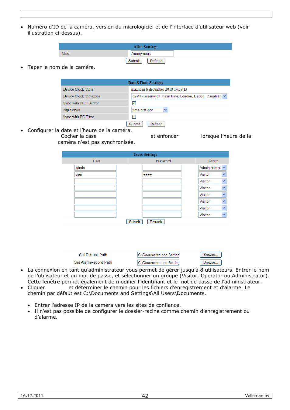 Velleman CAMIP10 User Manual | Page 42 / 102