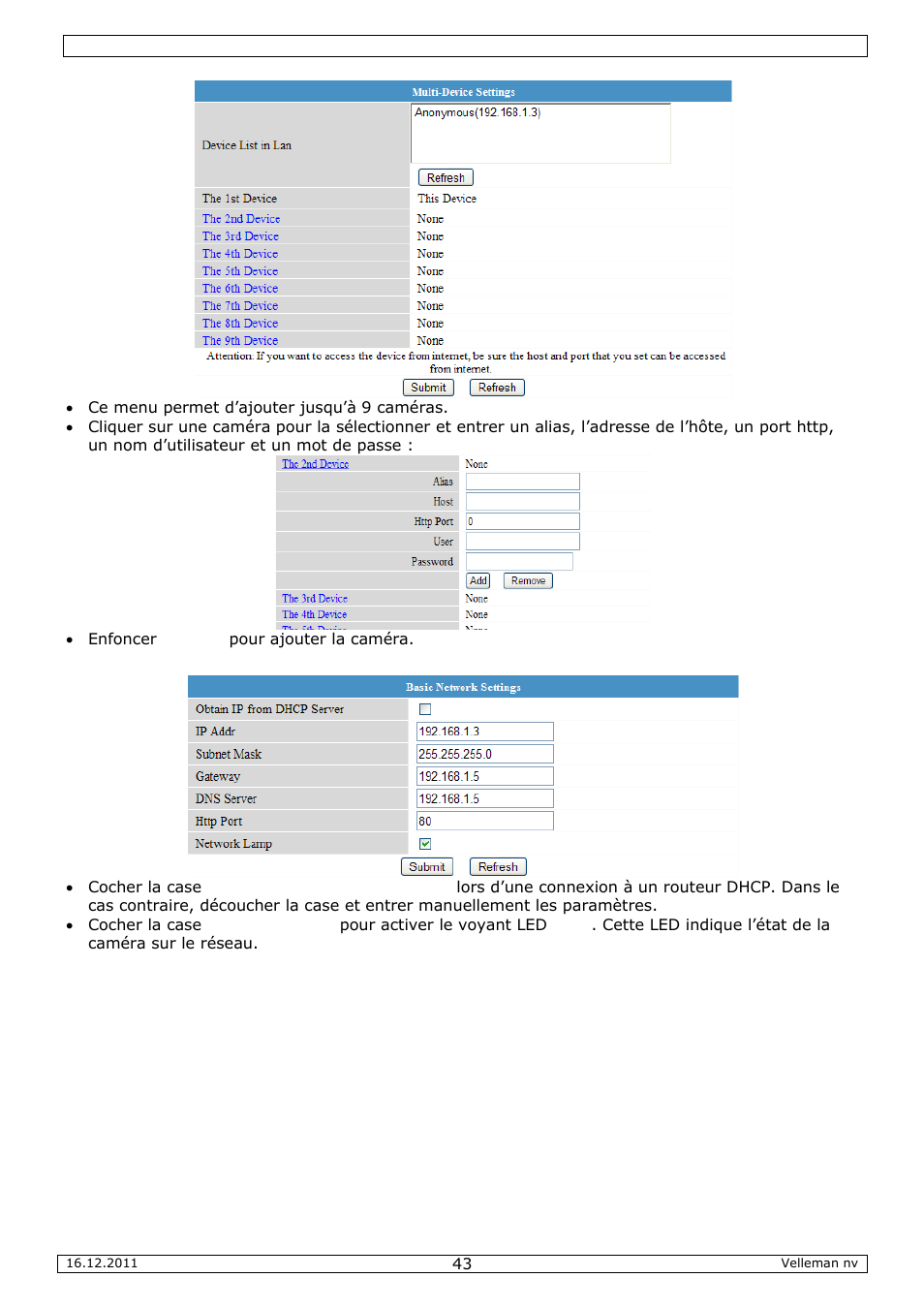 Velleman CAMIP10 User Manual | Page 43 / 102