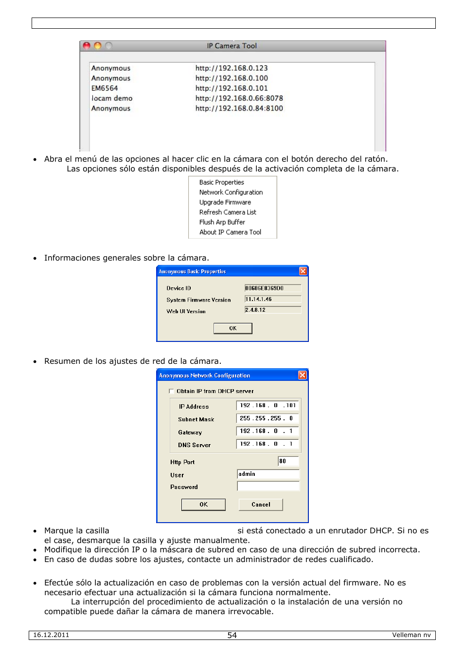 Velleman CAMIP10 User Manual | Page 54 / 102