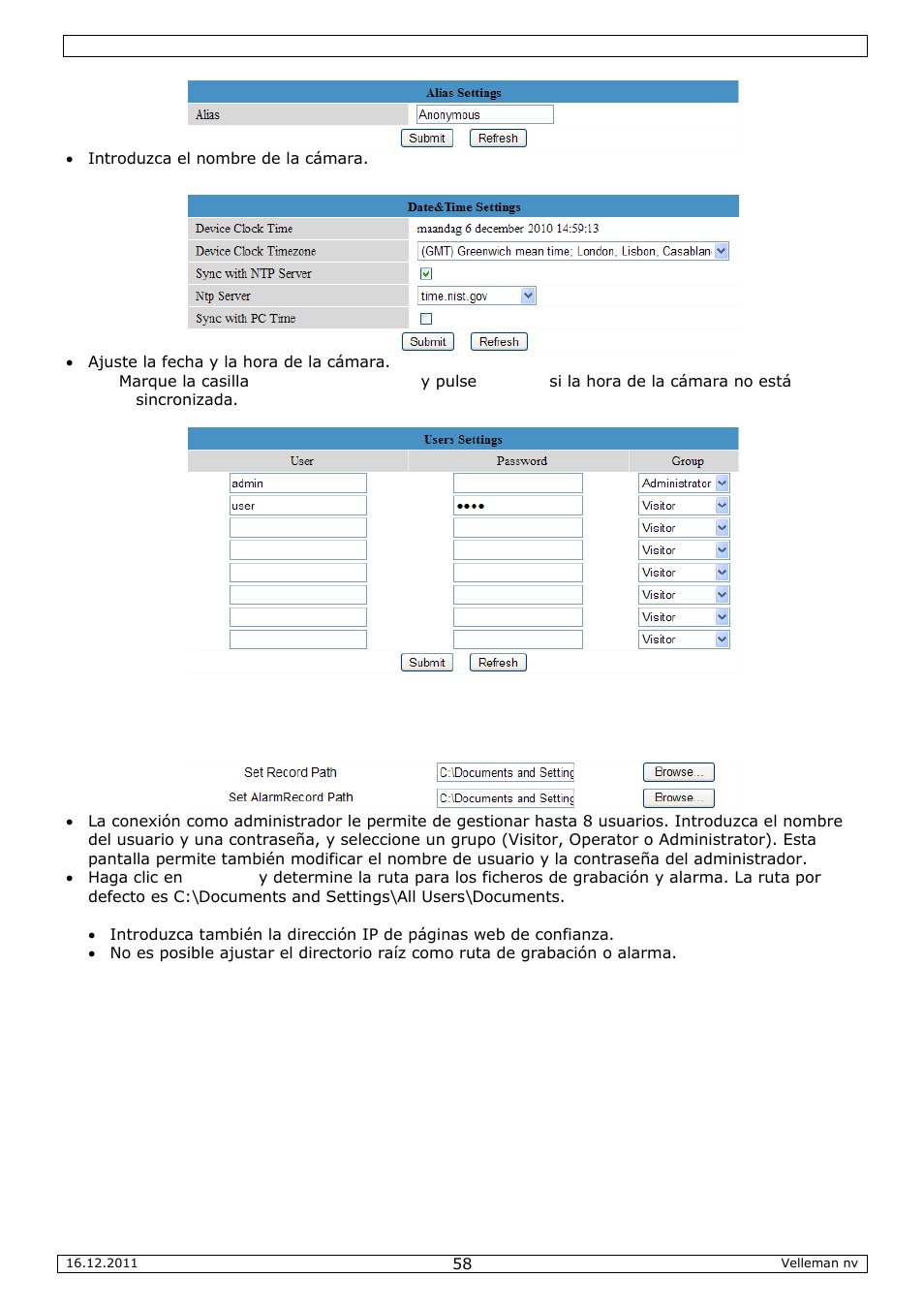 Velleman CAMIP10 User Manual | Page 58 / 102