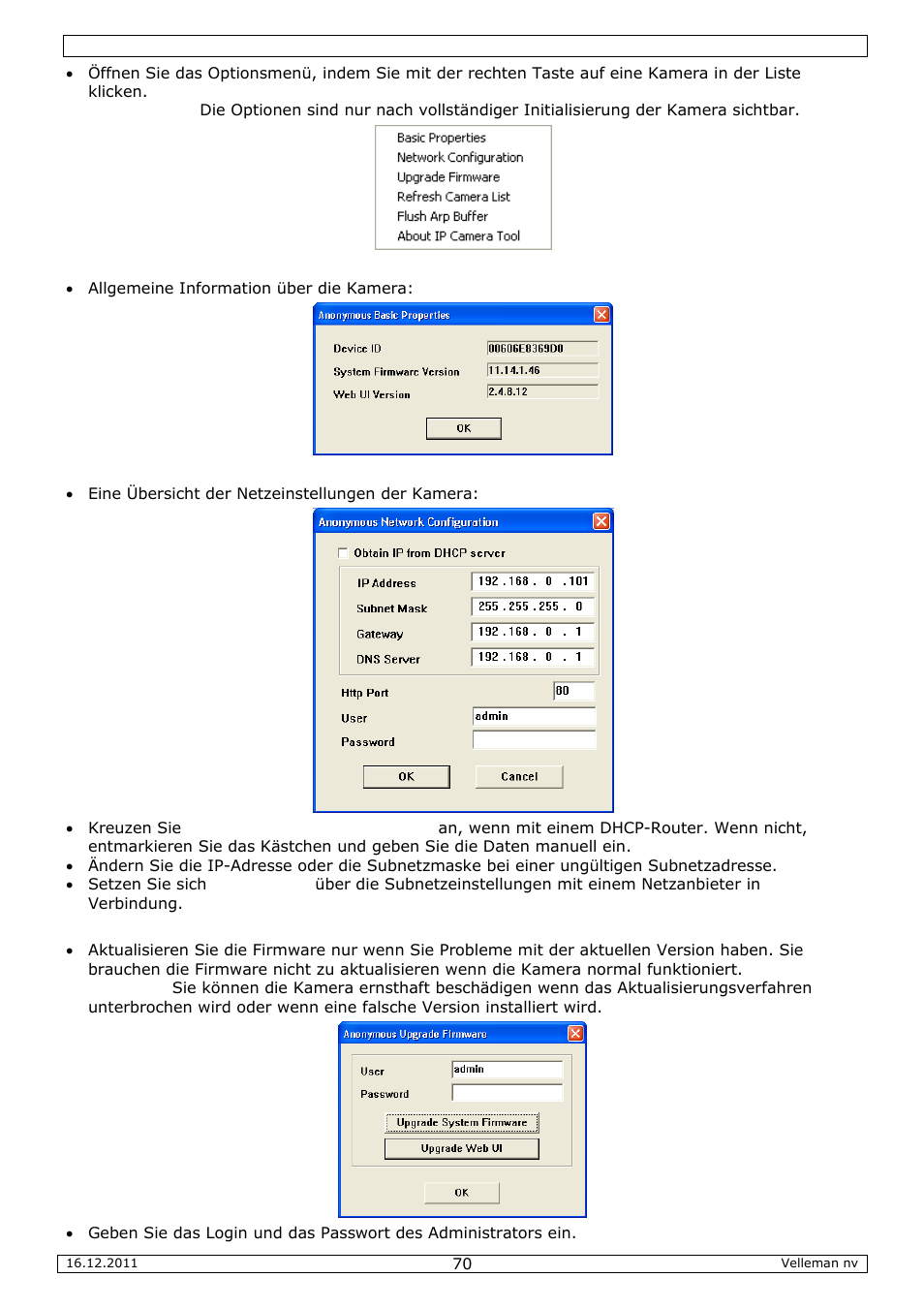 Velleman CAMIP10 User Manual | Page 70 / 102