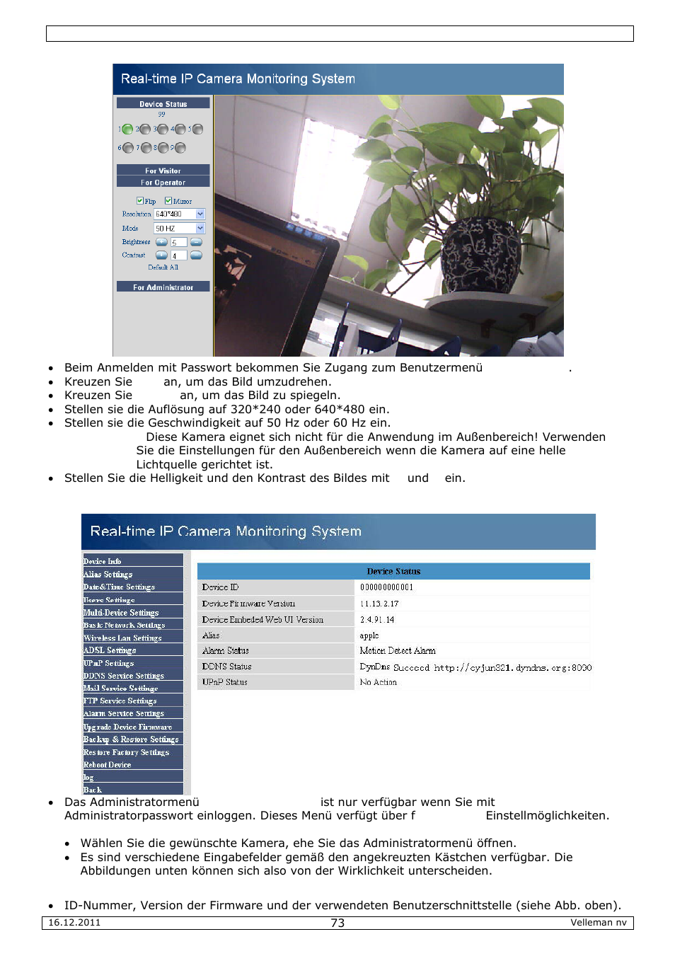 Velleman CAMIP10 User Manual | Page 73 / 102