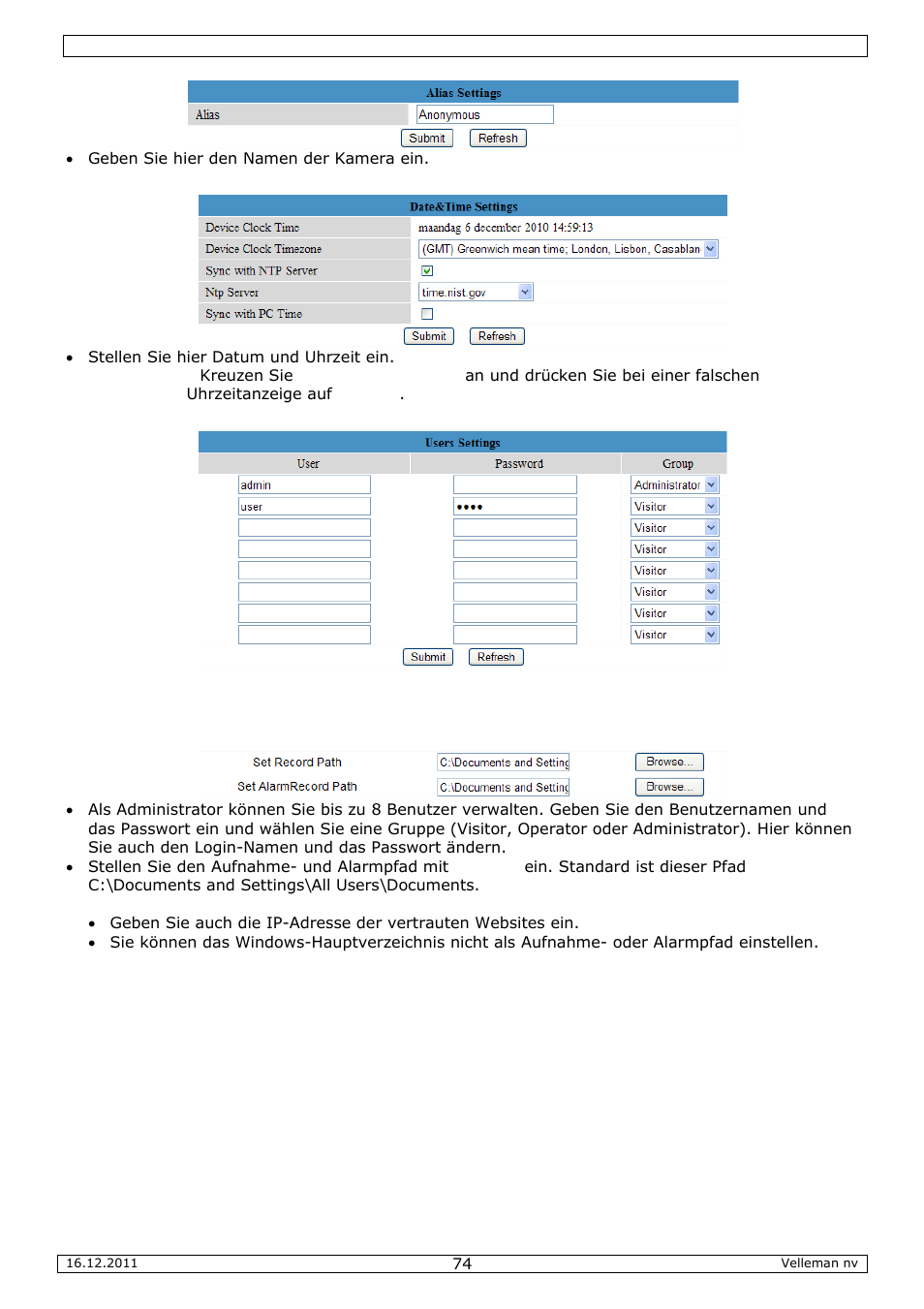 Velleman CAMIP10 User Manual | Page 74 / 102