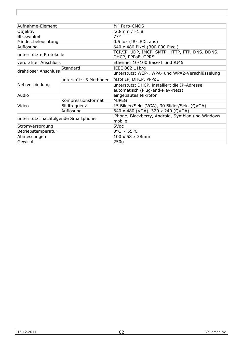 Velleman CAMIP10 User Manual | Page 82 / 102