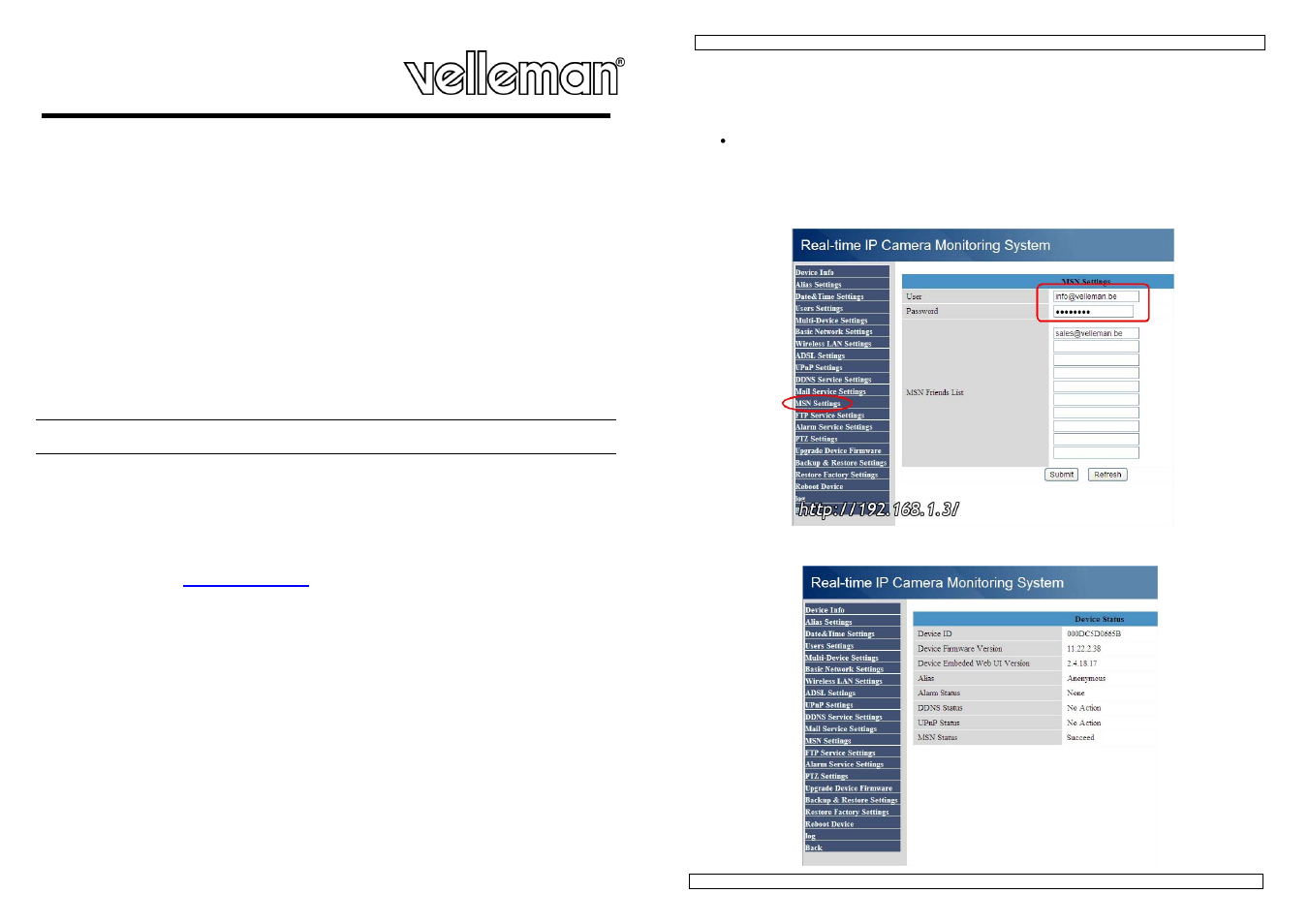 Addendum en, Camip10, Addendum | Velleman CAMIP10 User Manual | Page 87 / 102