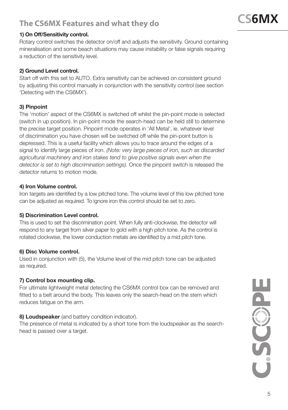 Cs 6mx, The cs6mx features and what they do | Velleman CS6MX-I User Manual | Page 5 / 12