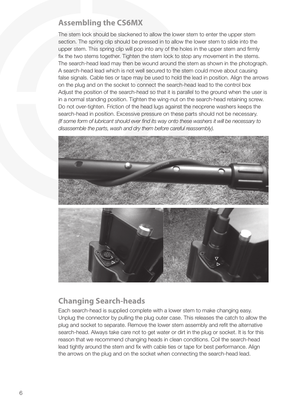 Assembling the cs6mx, Changing search-heads | Velleman CS6MX-I User Manual | Page 6 / 12