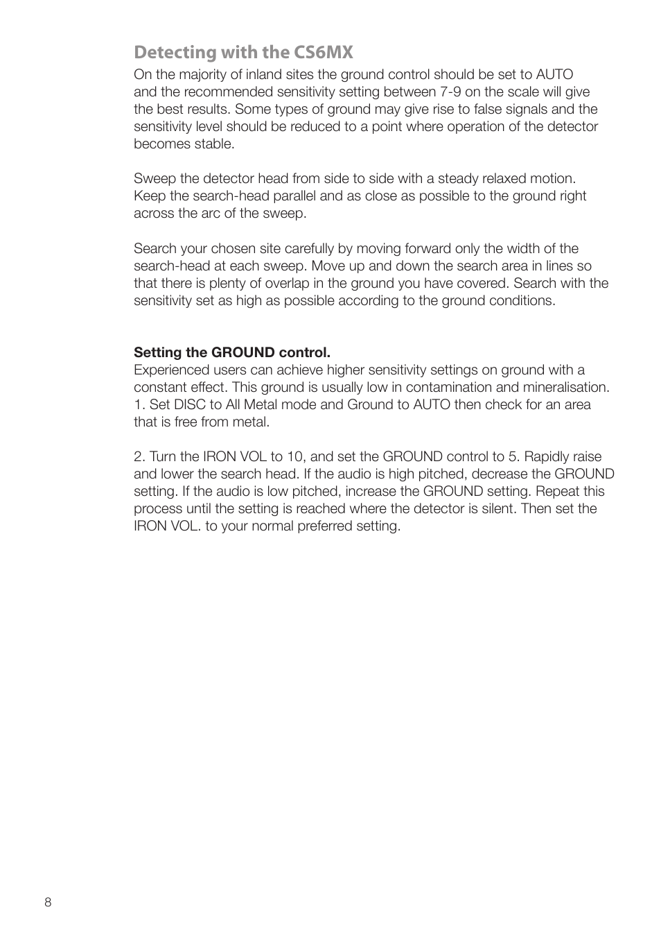 Detecting with the cs6mx | Velleman CS6MX-I User Manual | Page 8 / 12