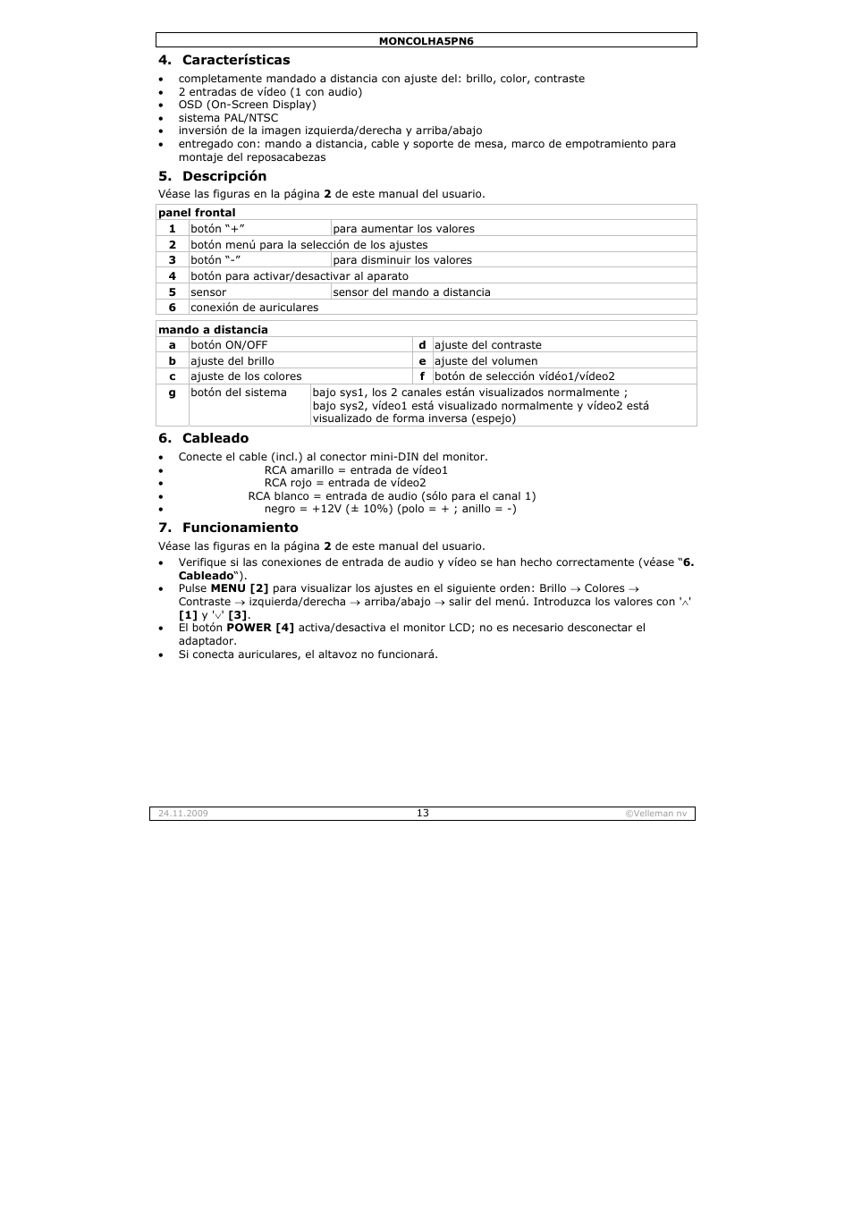 Velleman MONCOLHA5PN6 User Manual | Page 13 / 19