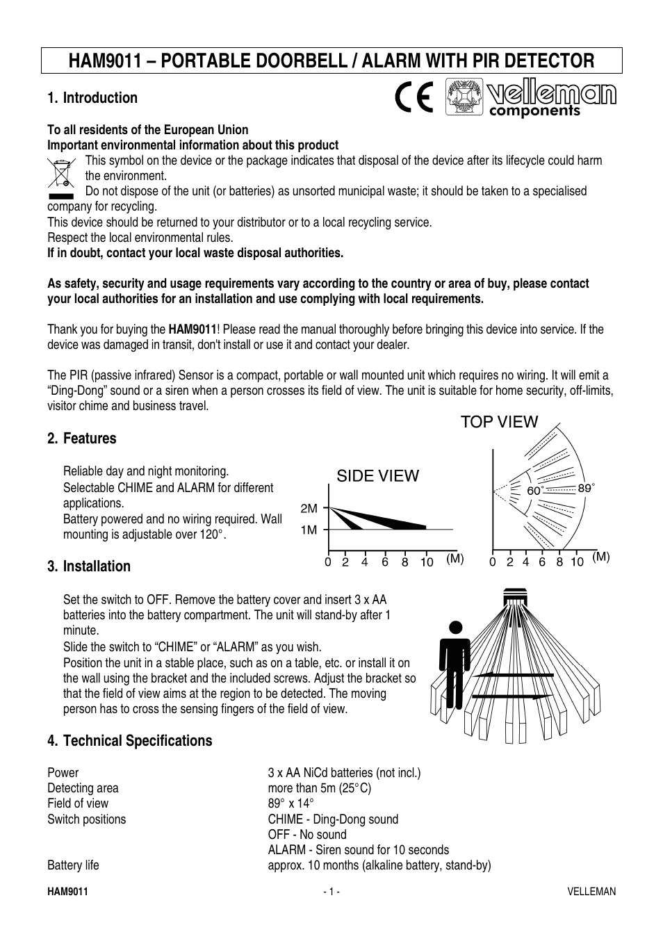 Velleman HAM9011 User Manual | 6 pages