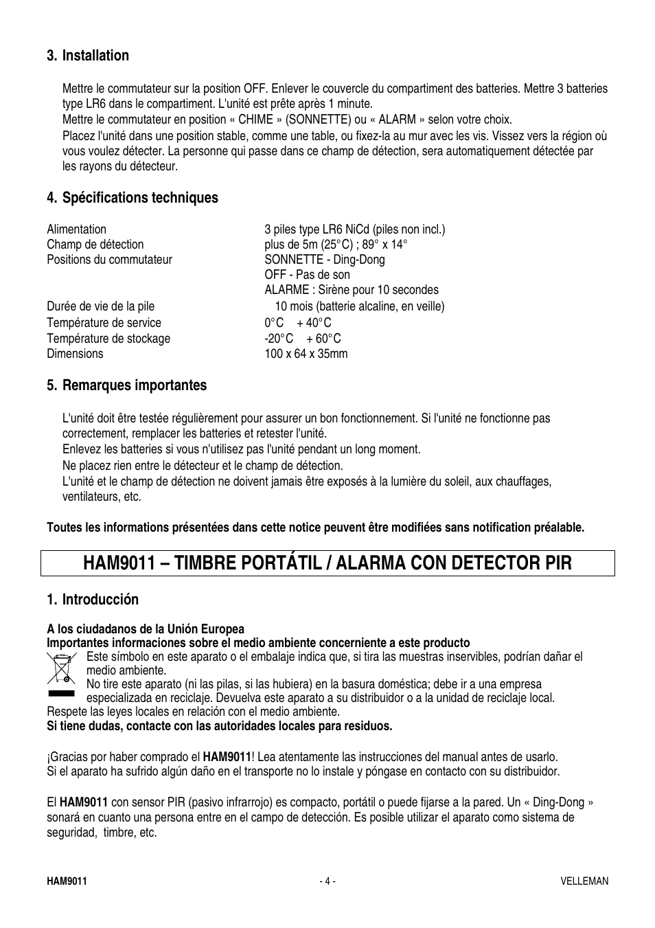 Velleman HAM9011 User Manual | Page 4 / 6