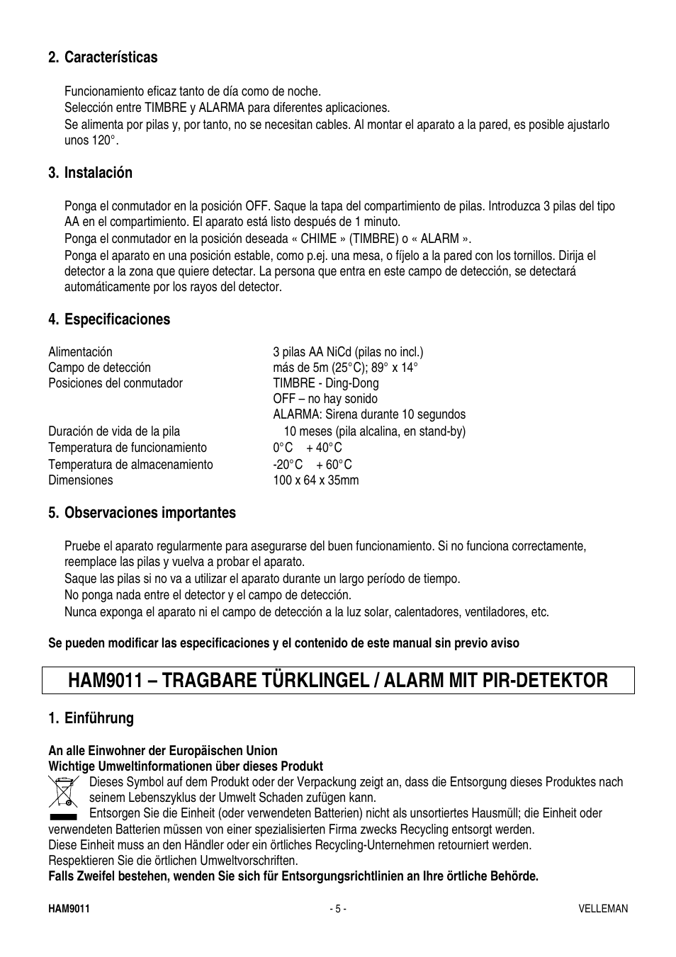 Velleman HAM9011 User Manual | Page 5 / 6