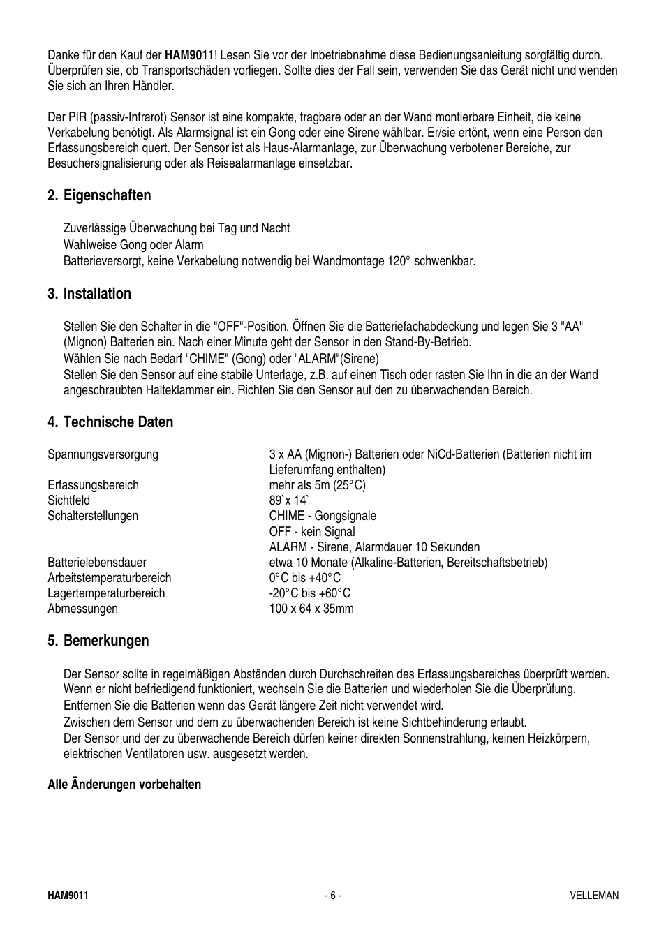 Velleman HAM9011 User Manual | Page 6 / 6