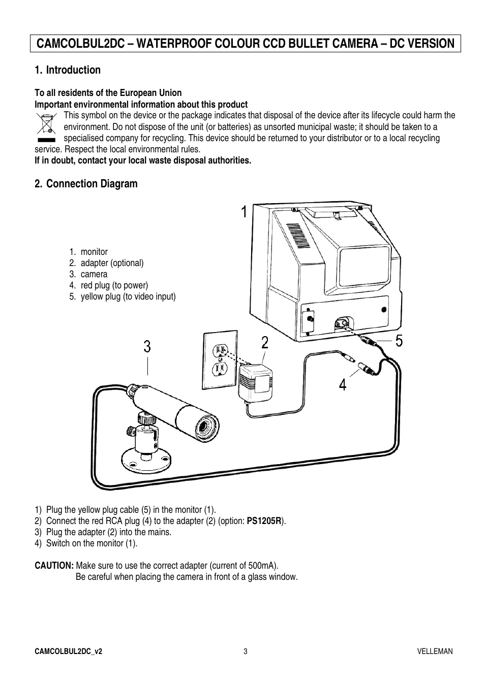 Velleman CAMCOLBUL2DC User Manual | Page 3 / 12