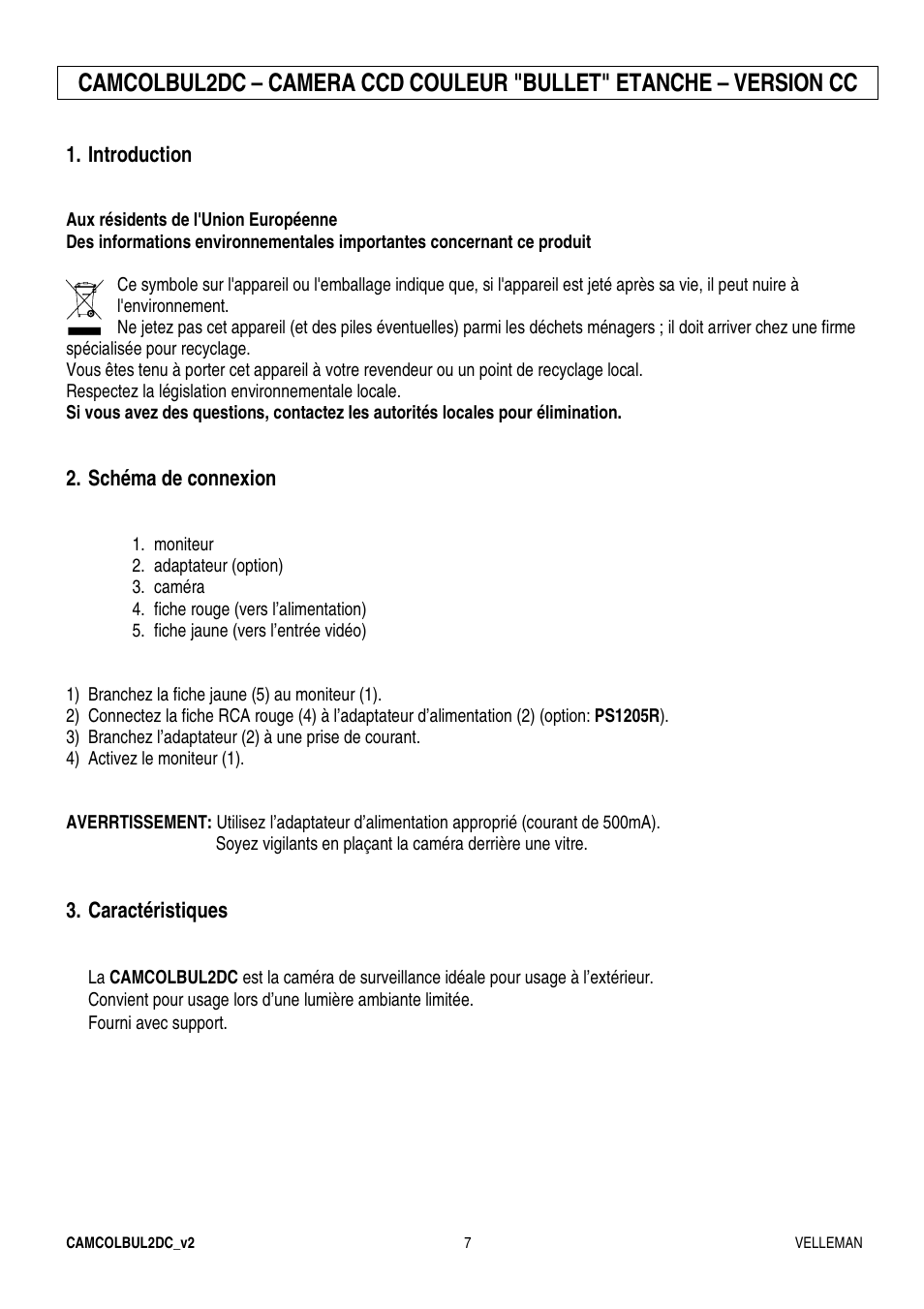 Velleman CAMCOLBUL2DC User Manual | Page 7 / 12