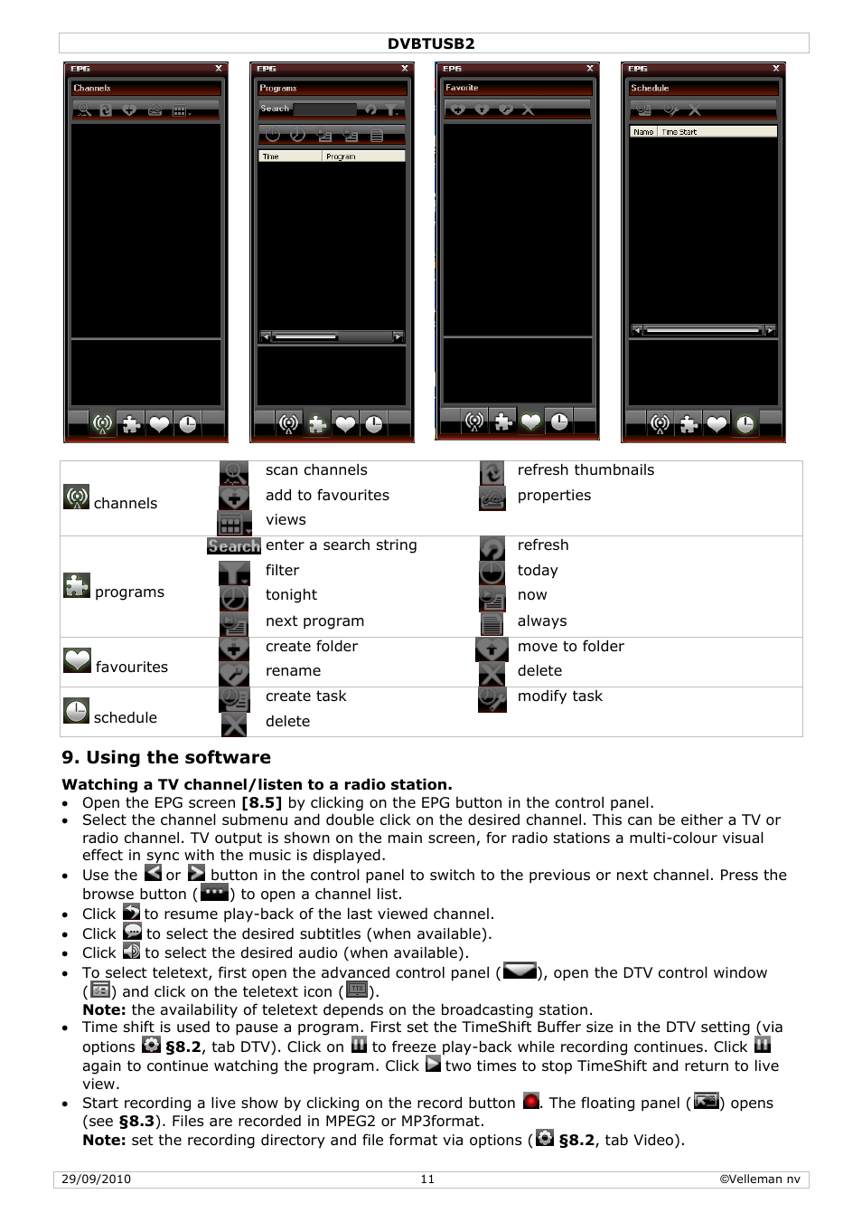 Velleman DVBTUSB2 User Manual | Page 11 / 58