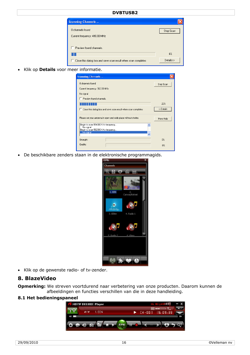 Blazevideo | Velleman DVBTUSB2 User Manual | Page 16 / 58