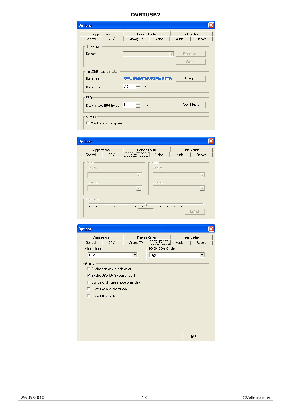 Velleman DVBTUSB2 User Manual | Page 18 / 58