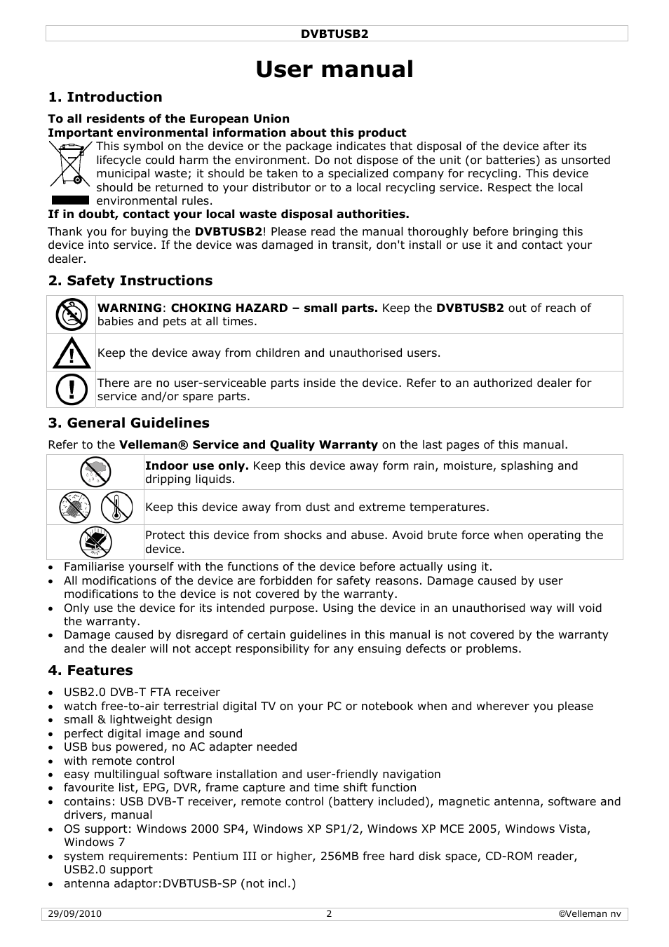 R man, Nual | Velleman DVBTUSB2 User Manual | Page 2 / 58