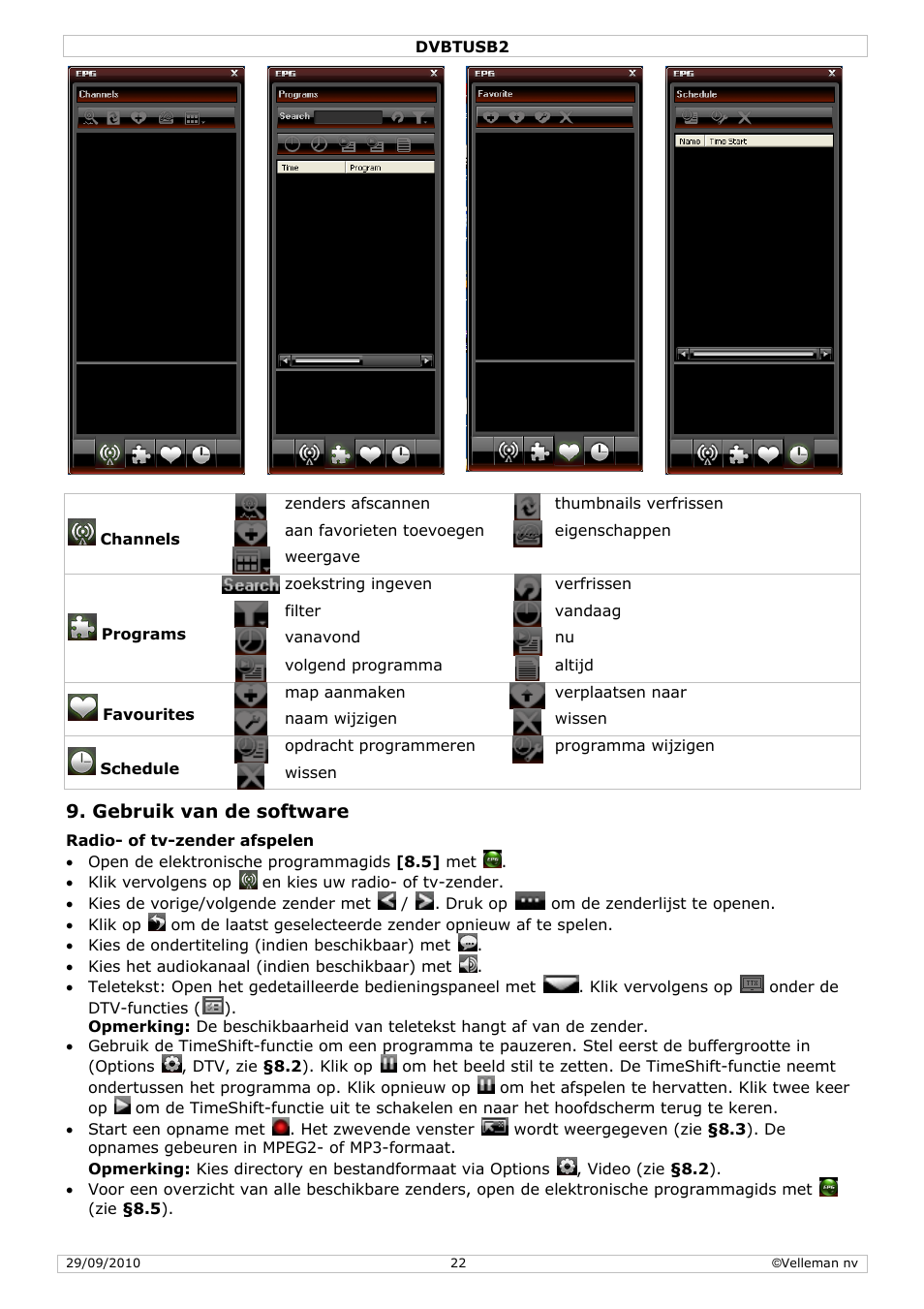 Velleman DVBTUSB2 User Manual | Page 22 / 58