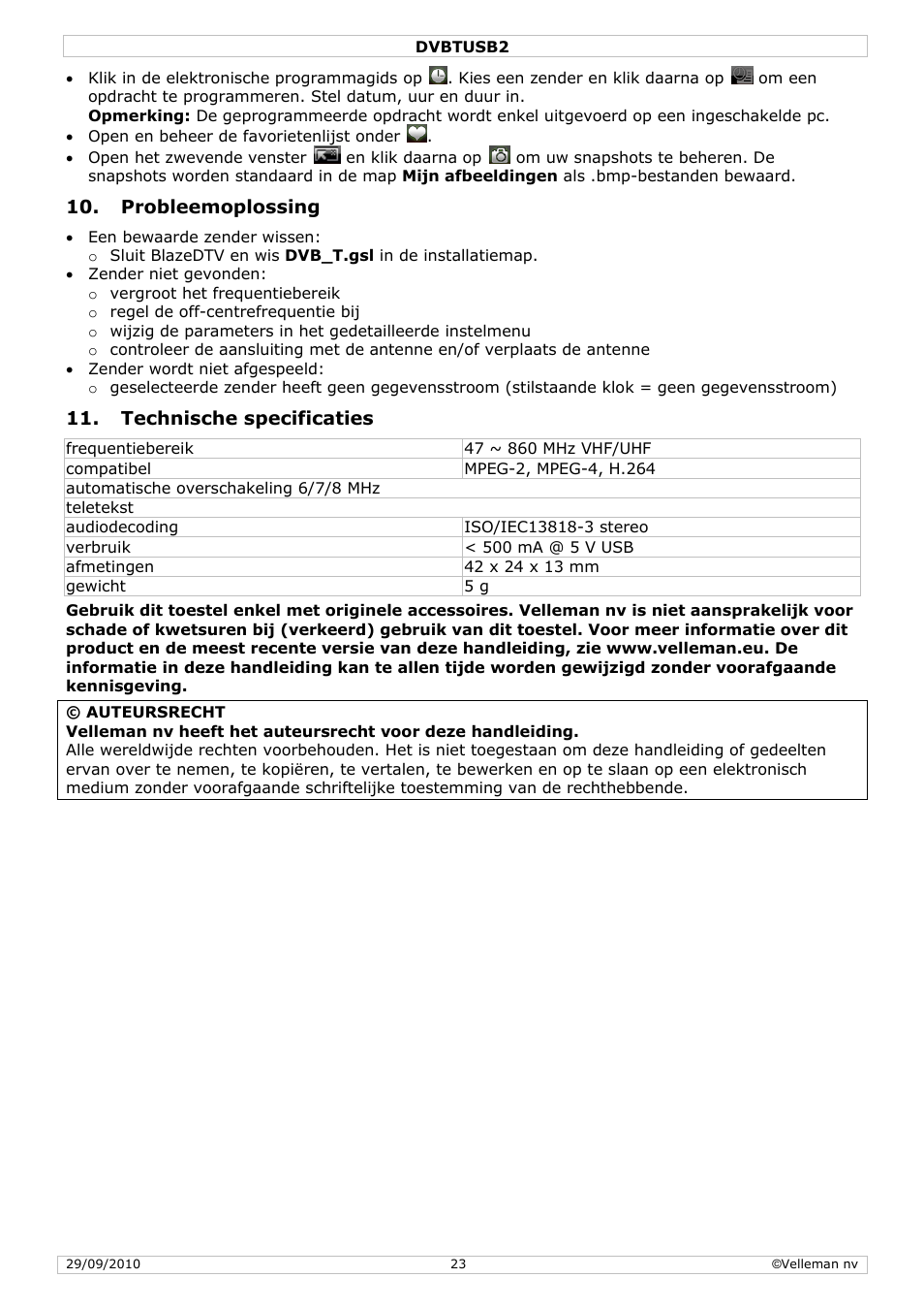 Velleman DVBTUSB2 User Manual | Page 23 / 58