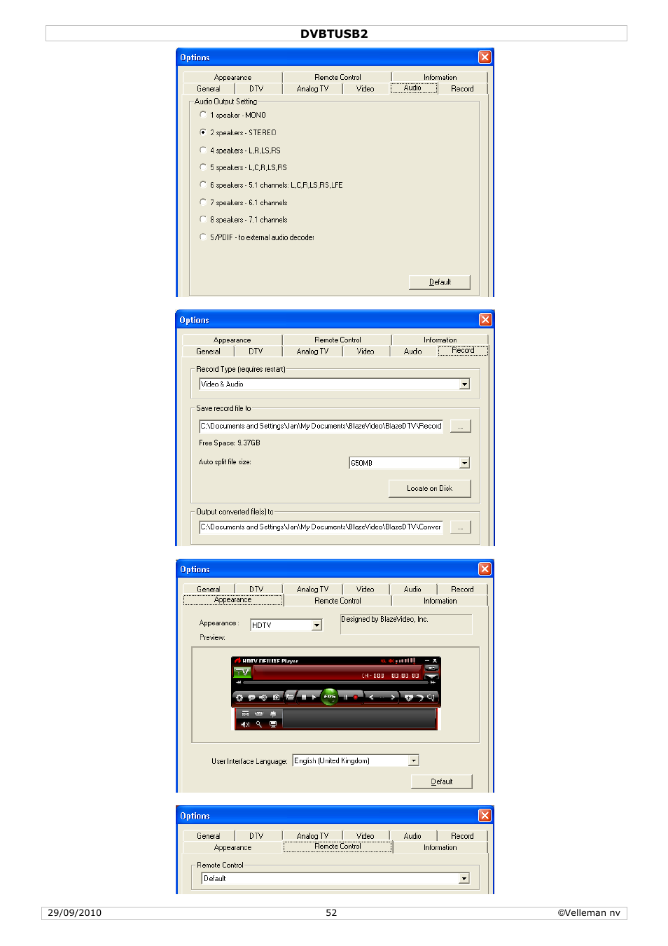 Velleman DVBTUSB2 User Manual | Page 52 / 58