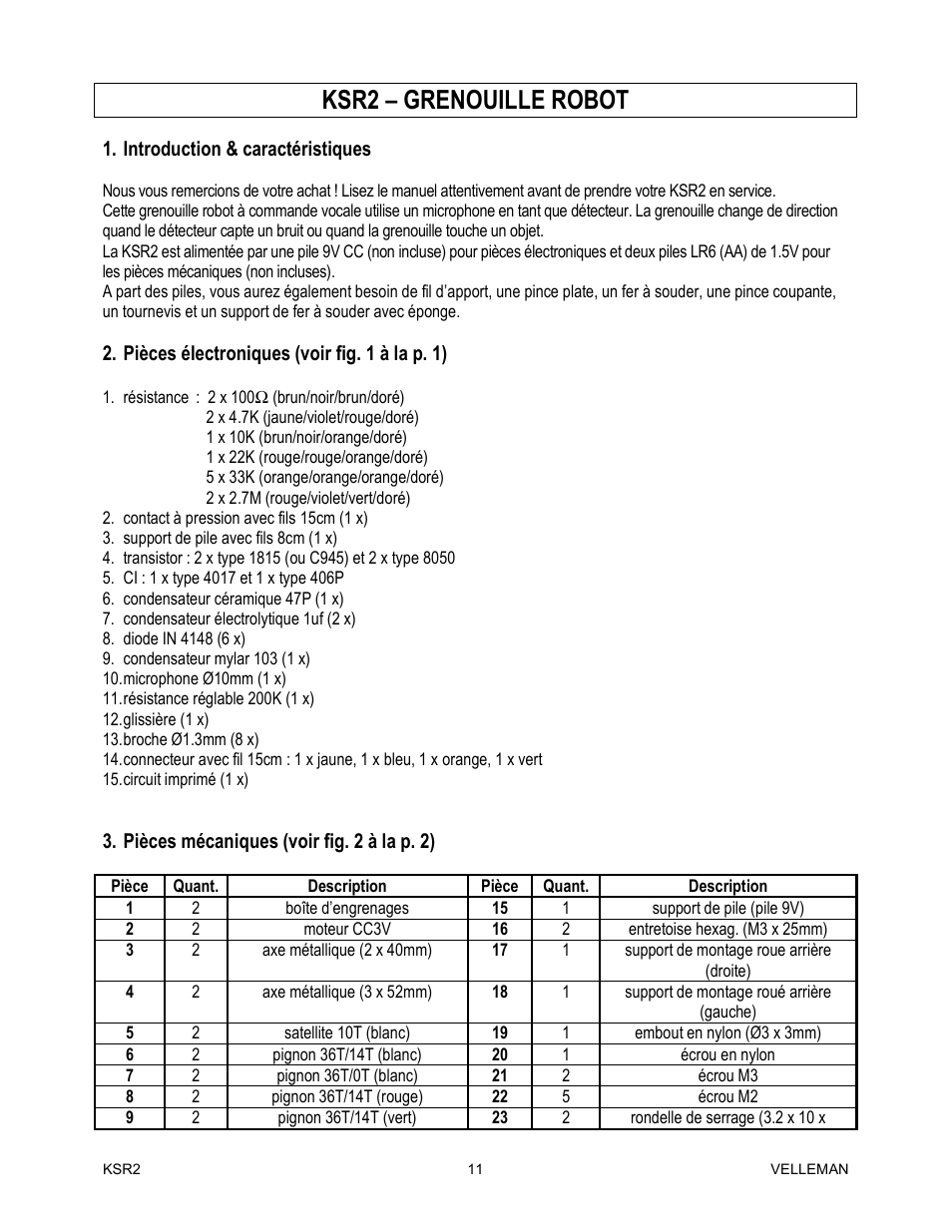 Ksr2 – grenouille robot | Velleman KSR2 User Manual | Page 11 / 19