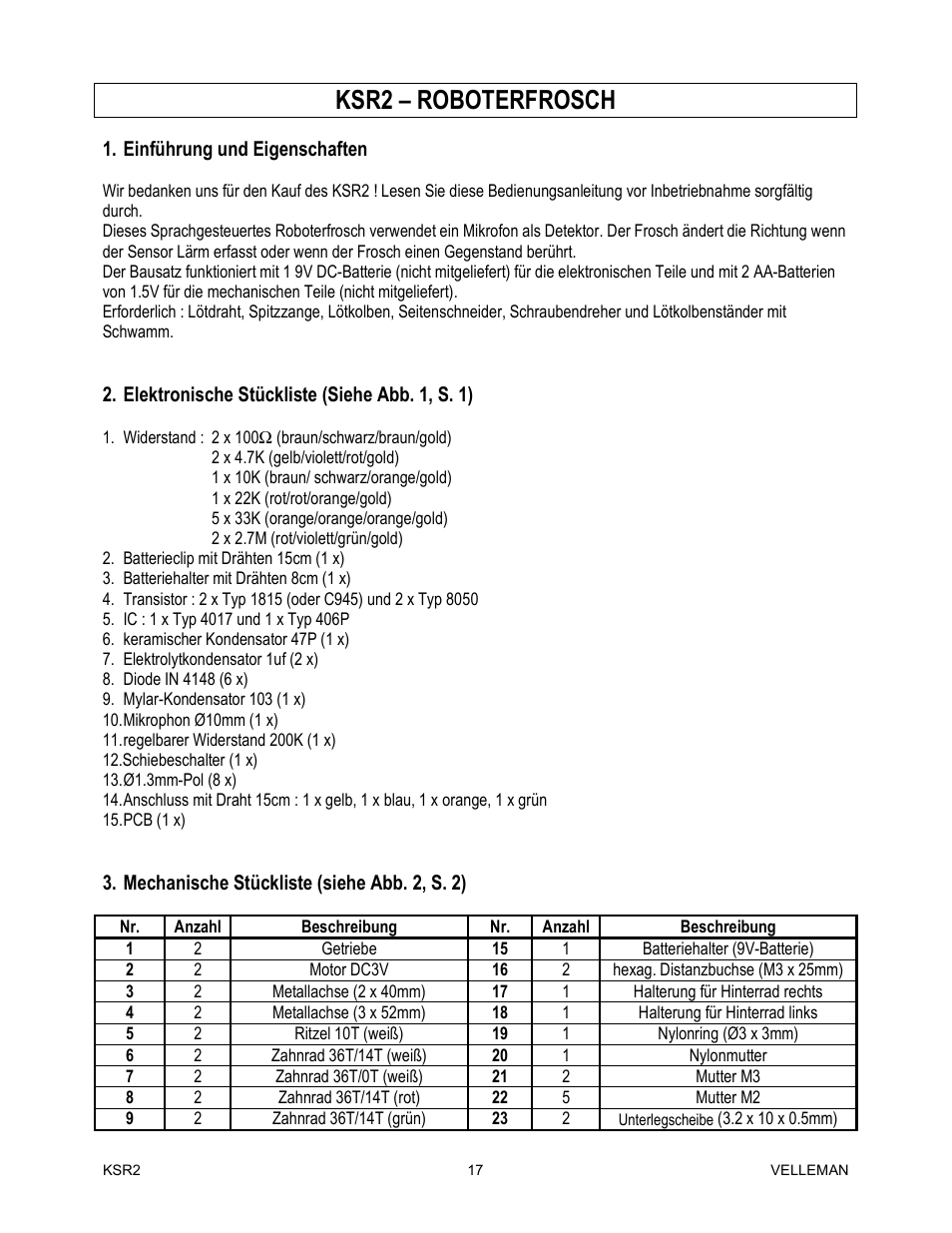 Ksr2 – roboterfrosch | Velleman KSR2 User Manual | Page 17 / 19