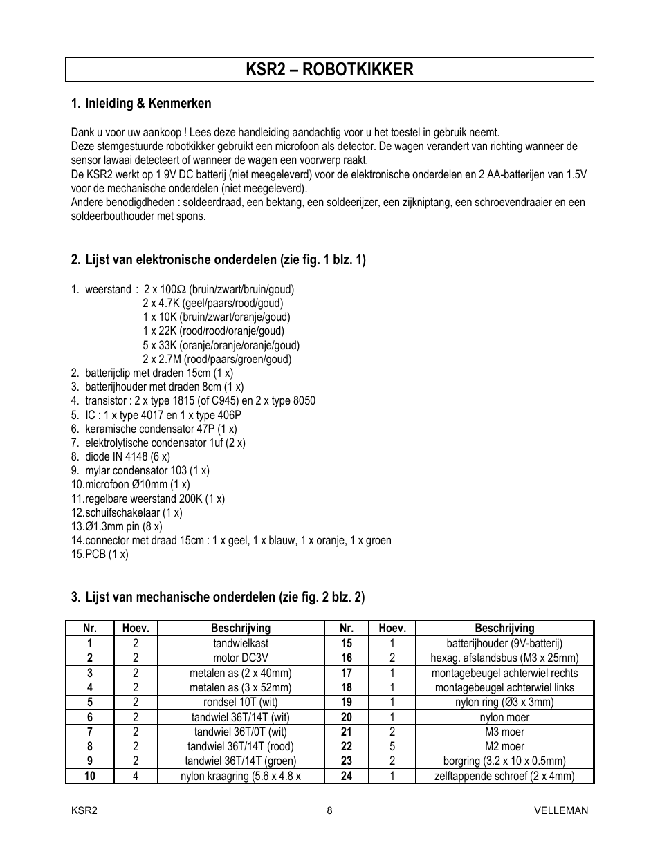Ksr2 – robotkikker | Velleman KSR2 User Manual | Page 8 / 19