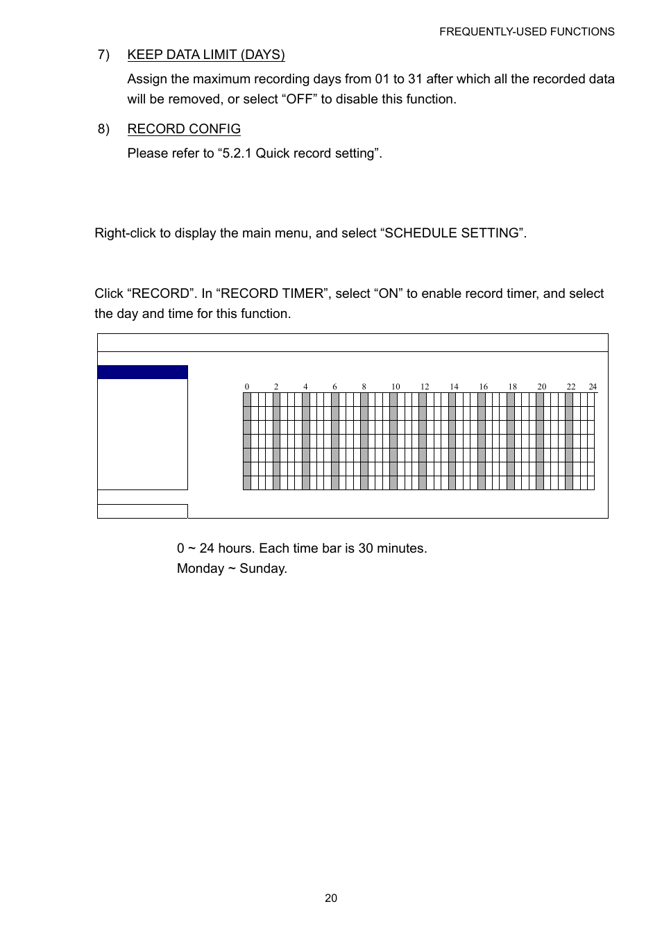 3 schedule setting, 1 record timer | Velleman DVR16H1 User manual User Manual | Page 25 / 71