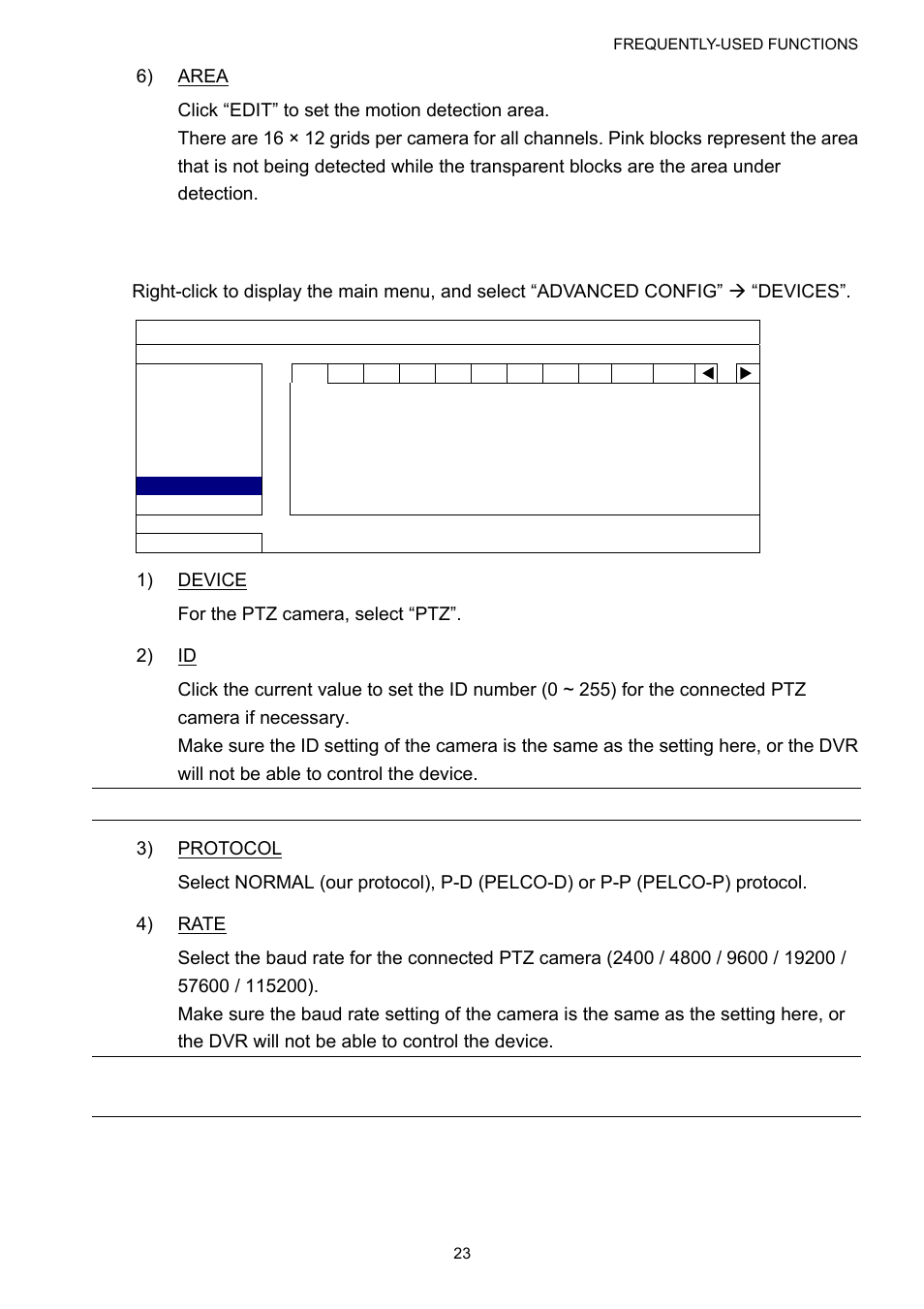 5 ptz camera setting | Velleman DVR16H1 User manual User Manual | Page 28 / 71