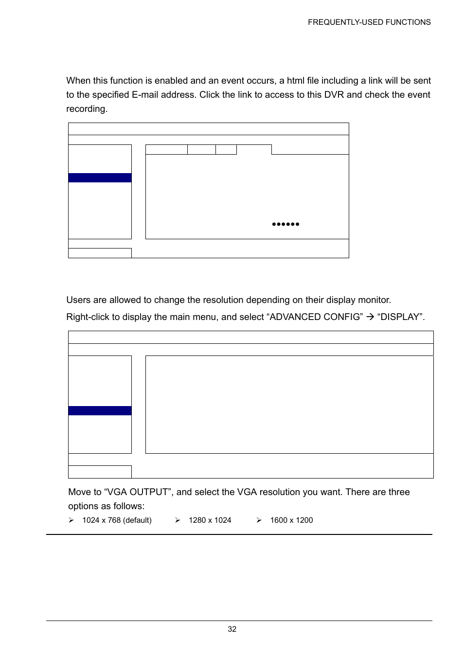 9 vga output resolution support, 2 e-mail | Velleman DVR16H1 User manual User Manual | Page 37 / 71
