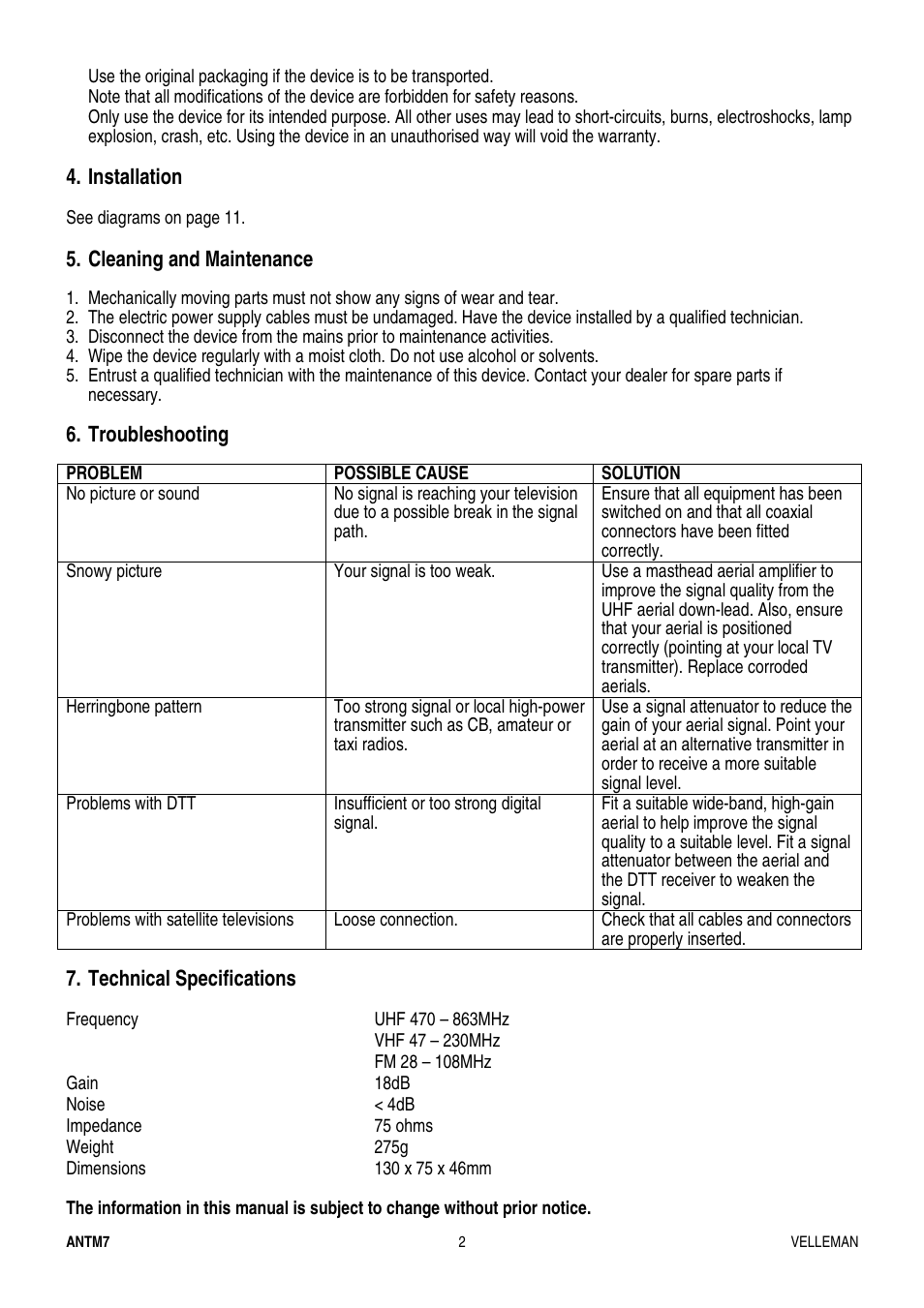 Velleman ANTM7 User Manual | Page 2 / 11