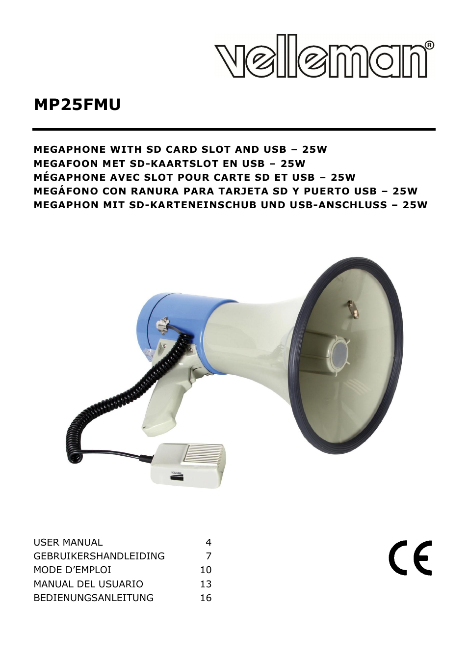 Velleman MP25FMU User Manual | 20 pages