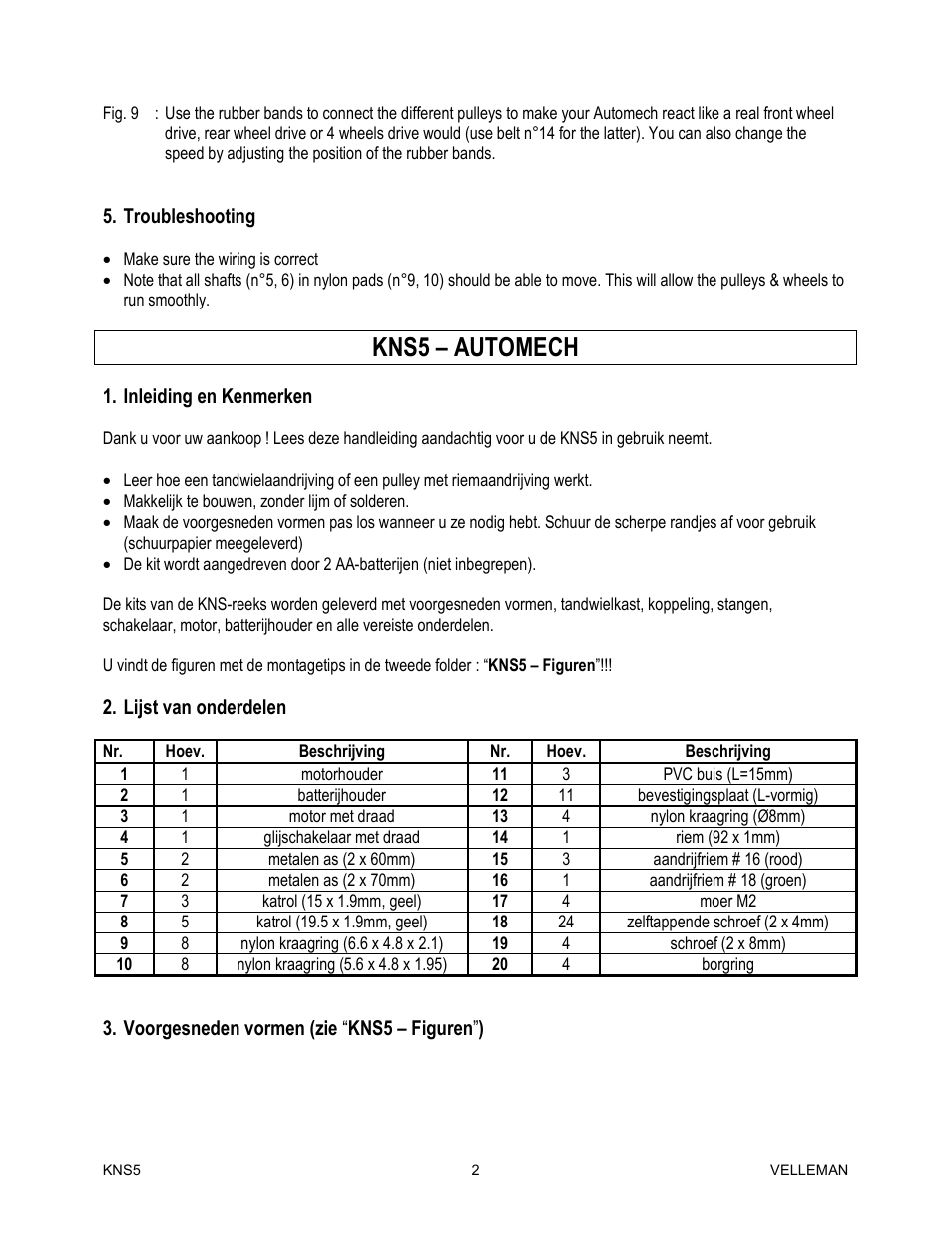 Kns5 – automech | Velleman KNS5 User Manual | Page 2 / 7